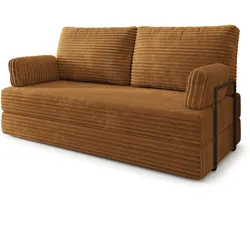 BETTSOFA SILAR aus Schaumstoff Kordstoff Orange Schlaffunktion
