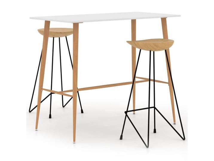 vidaXL Essgruppe 3-tlg. Bar-Set Weiß, (3-tlg)