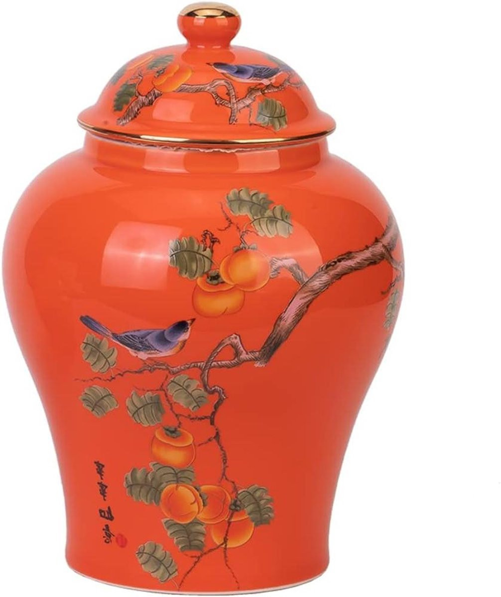 Handgeschilderde Keramische Gemberpot Decoratieve Vaas in Rood