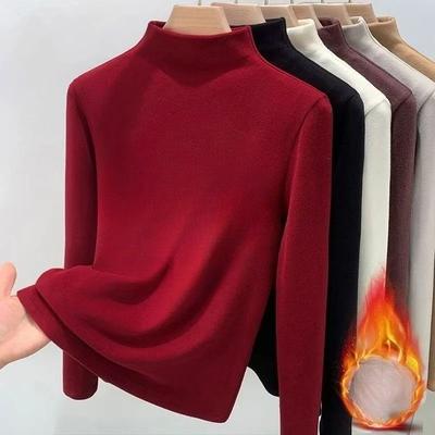 Uplifted Goods Womens Thermal Long Sleeve Top With Half High Collar burgundy m