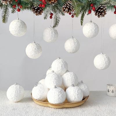 Retailers Go Christmas Ball Ornaments 6pcs 8cm, Red White Hanging Tree Decorations, Holiday New Year Navidad Home Decor 6pcs 5 8cm