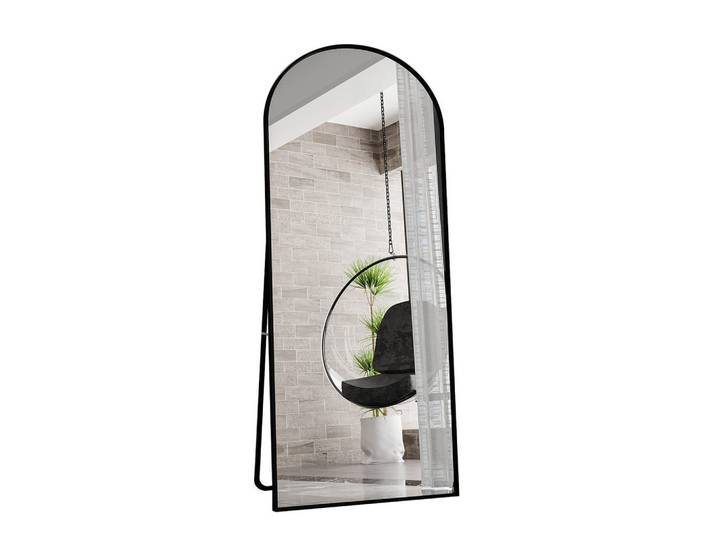 Standspiegel oval- Rund, Standspiegel, Wandmontage, Schwarz, Glas, 80x180x180 cm, Spiegel, Standspiegel