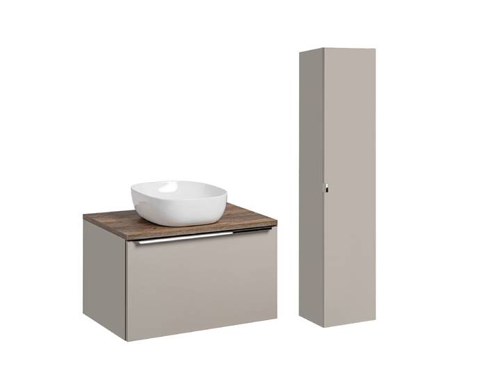 Ensemble meuble simple vasque 80cm et colonne Éros Taupe