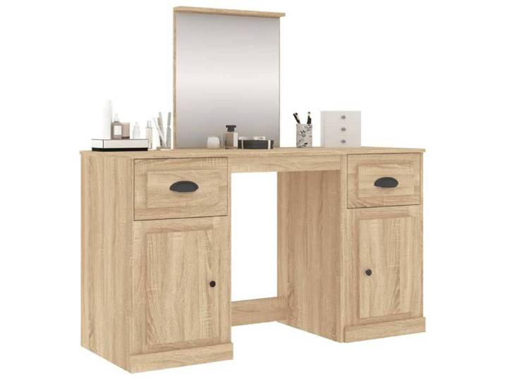 Magnifique Coiffeuse avec miroir chêne sonoma 130x50x132 5 cm - design polyvalent - pour maison - Brun 53 kg 2026_403391