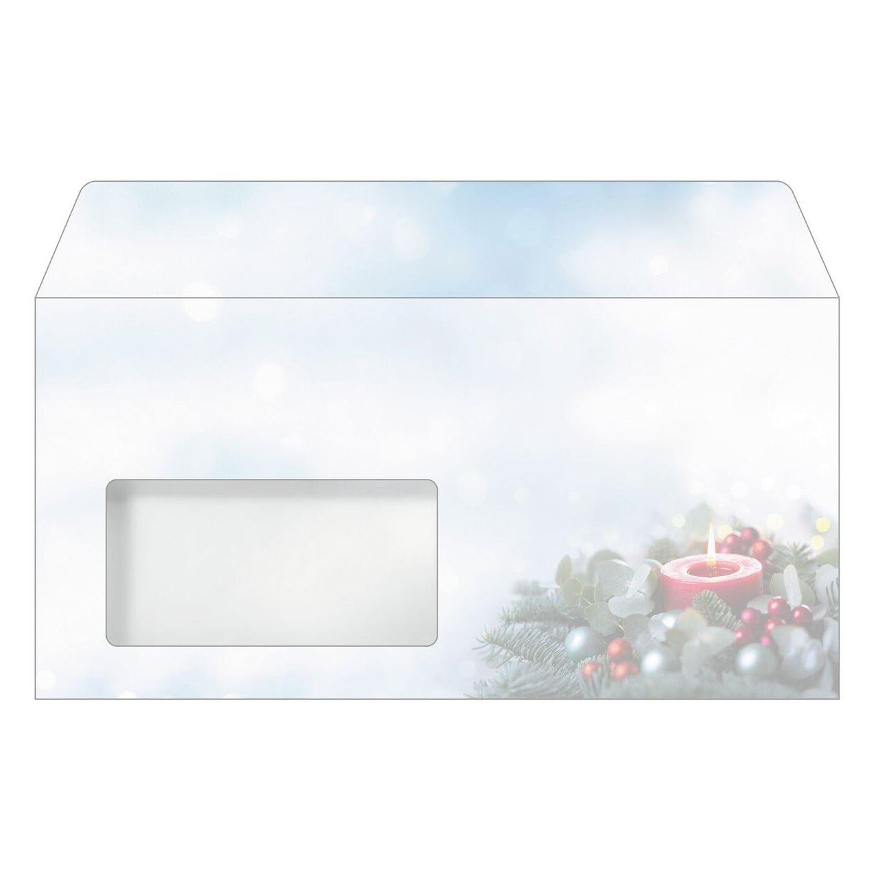 SIGEL Weihnachtsbriefumschläge Candlelight Cheer DIN lang mit Fenster, 50 St.