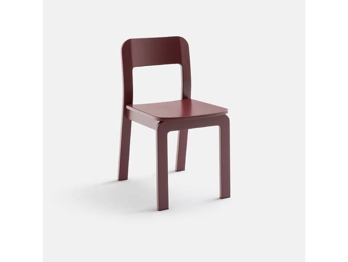LA REDOUTE Chaise en bouleau massif teinté, Talet Rouge Bordeaux