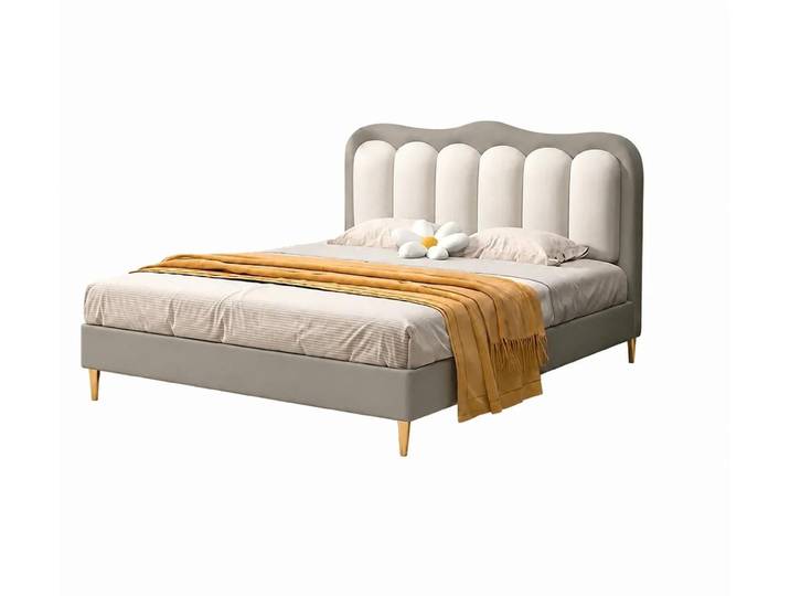 JVmoebel Kinderbett Graues Kinderbett Jugendbett aus Leder modern Kindermöbel, Made in Europa
