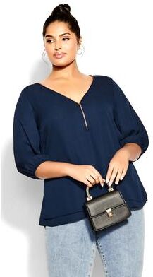 Plus Size Women's Sexy Fling Elbow Sleeve Top by City Chic in Blue (Size 12 W)