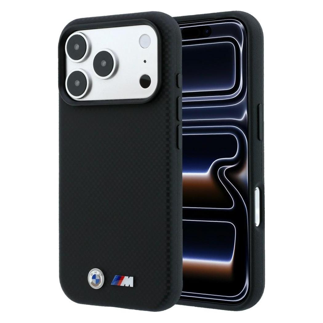 BMW Etui M Quadrille Kevlar Metal Logo MagSafe do iPhone 18 Pro / 17 Pro czarny (Apple iPhone 17 Pro, Apple iPhone 18 Pro) (BMW001202)