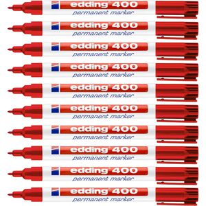 Edding Permanentmarker 400, Strichbreite 1 mm, rot, 10 Stück