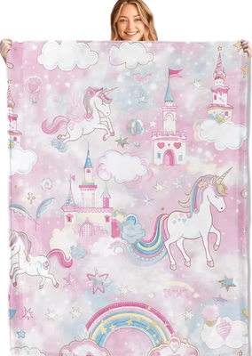 Inspire Curations Black Cat And Mushroom Fleece Throw Blanket ty03 150x200cm
