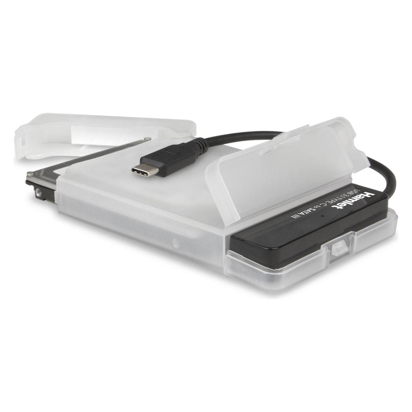 Hamlet USB 3.1 Typ-C auf SATA III Adapter zum Anschluss von Festplatten oder SSD-Laufwerken mit Serial ATA (2.5") (XADTC-SATA)
