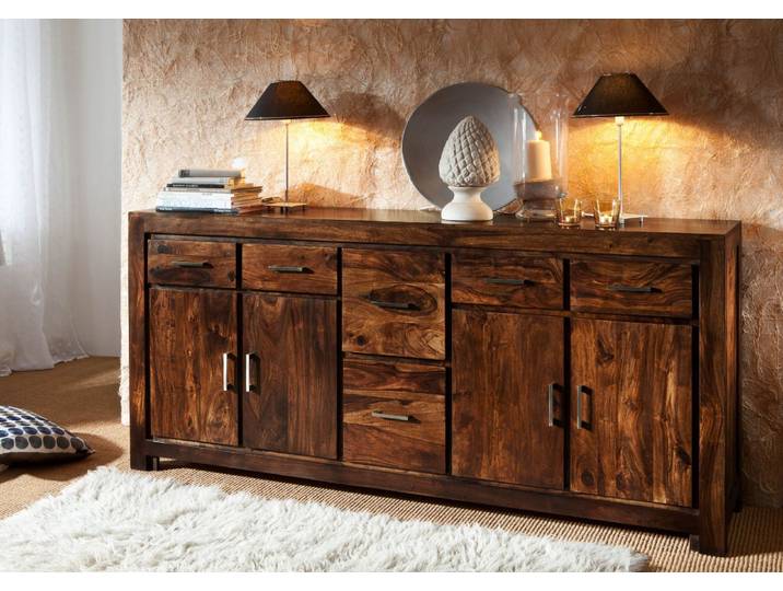 Sideboard Sheesham 200x45x90 braun lackiert METRO LIFE #134