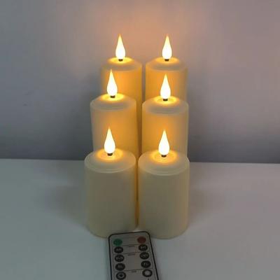Inspired Living 6 Piece Rechargeable LED Candles With Remote Control Waterproof Flickering Pillar Set 6 A