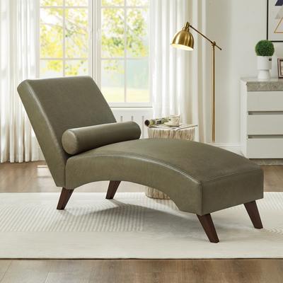 Upholstered Chaise Lounge Chair with Bolster Pillow