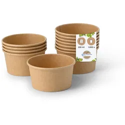 BIOZOYG Eisbecher Pappe 1000 Stück 150 ml Braun  Dessertbecher Beschichtet Einweg  Snackbecher Waffelbecher Eiscreme Frozen Joghurt