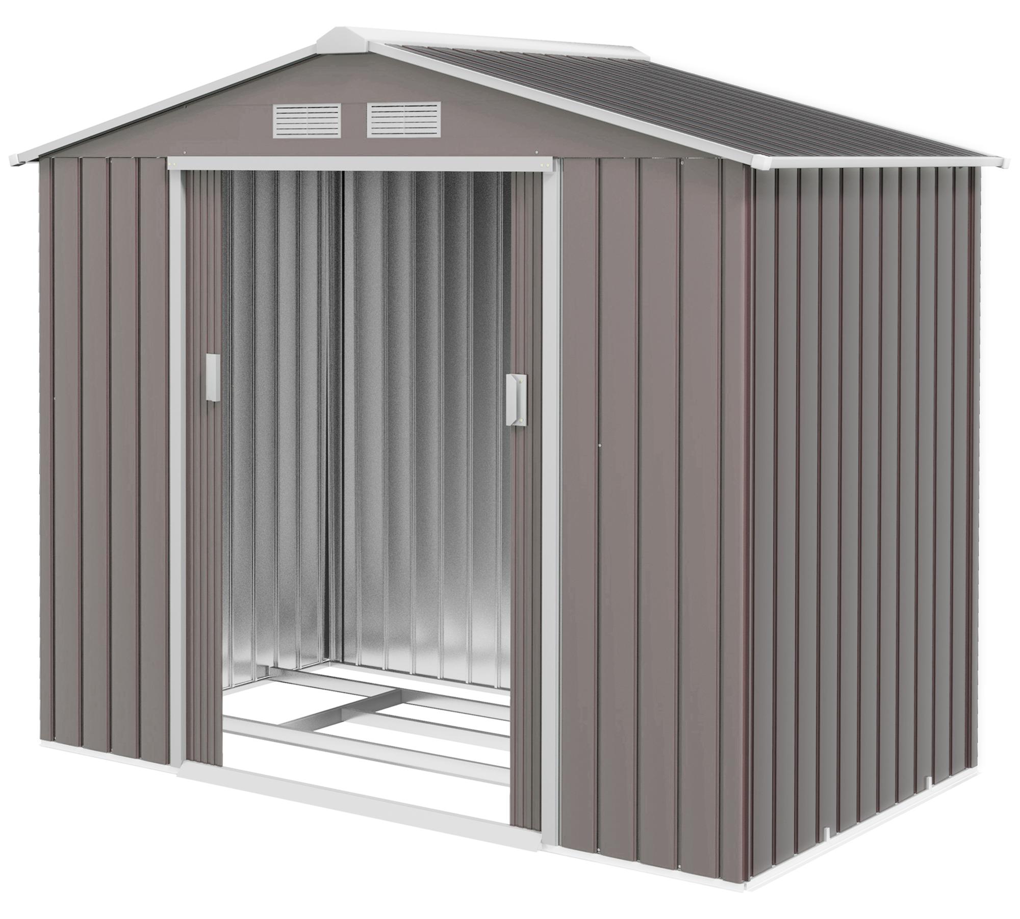 Gartenhaus aus Blech mit Schiebetš¹ren, 213 x 130 x 185 cm, grau