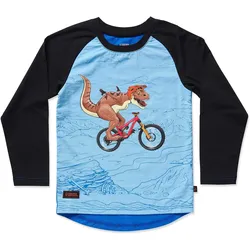 Kids Ride Shotgun, Jungen, Velotrikot, Dino Windproof Kids MTB Jersey (92), Blau, 92
