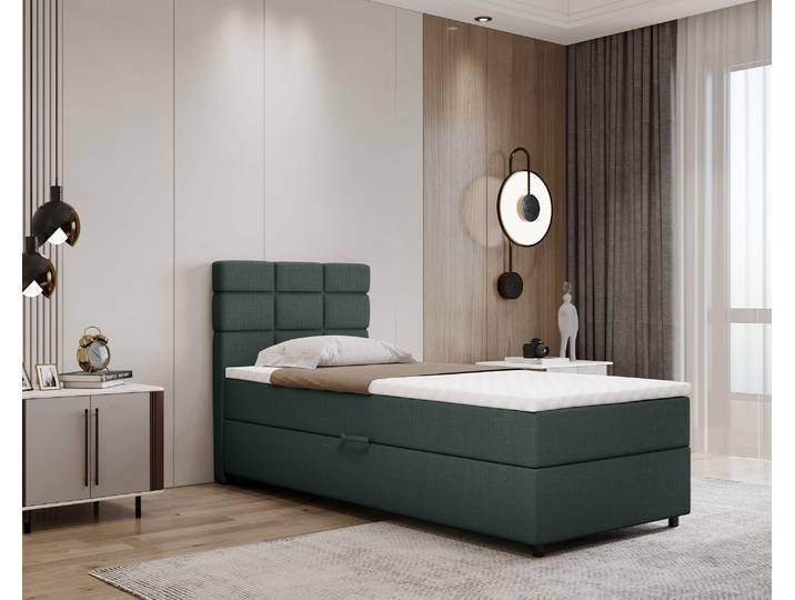 REVE Boxspringbett 90x200 Stoff Grün - Faro 07
