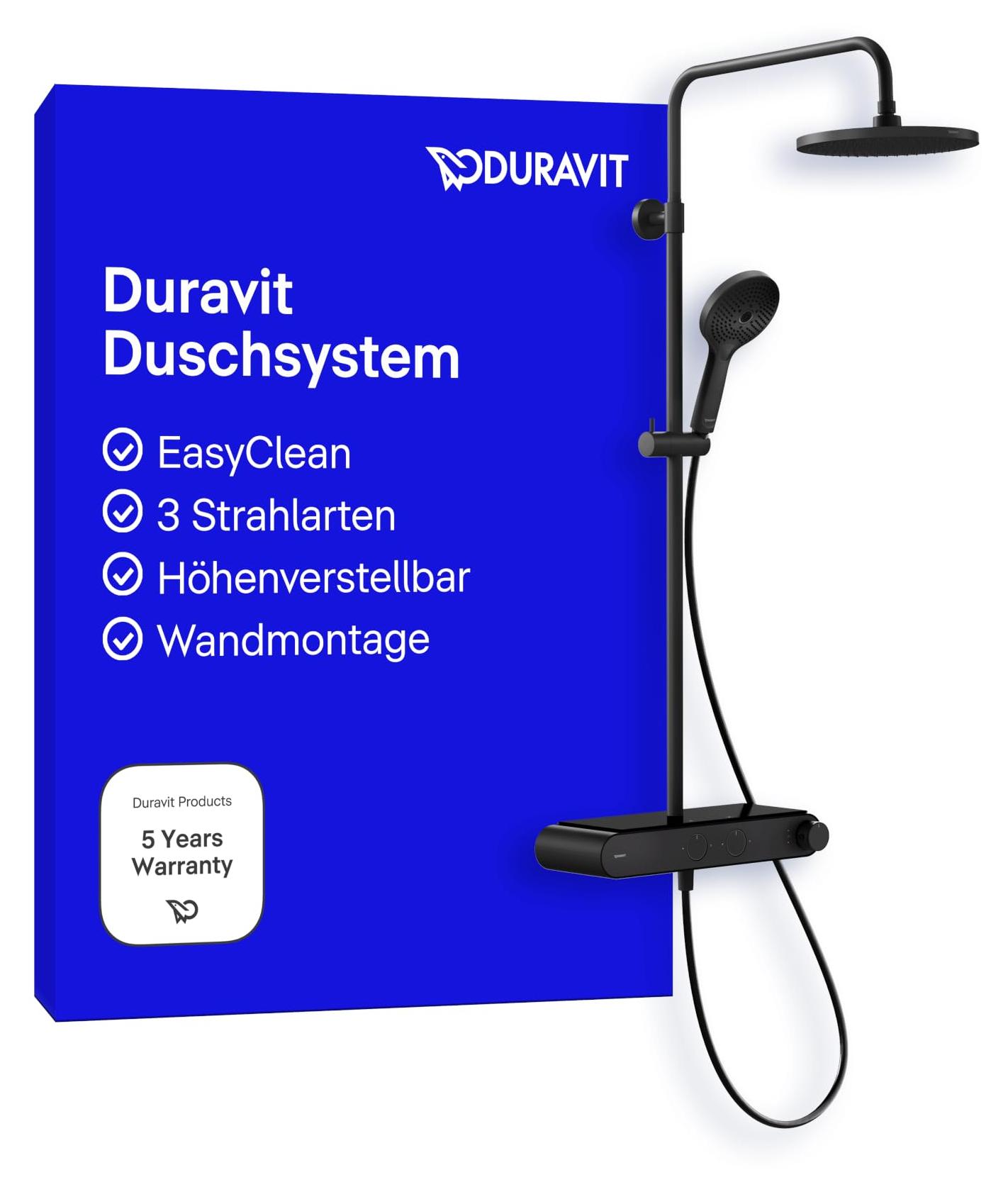 Douchesystem mit Thermostat, 3 Strahlarten, matt schwarz