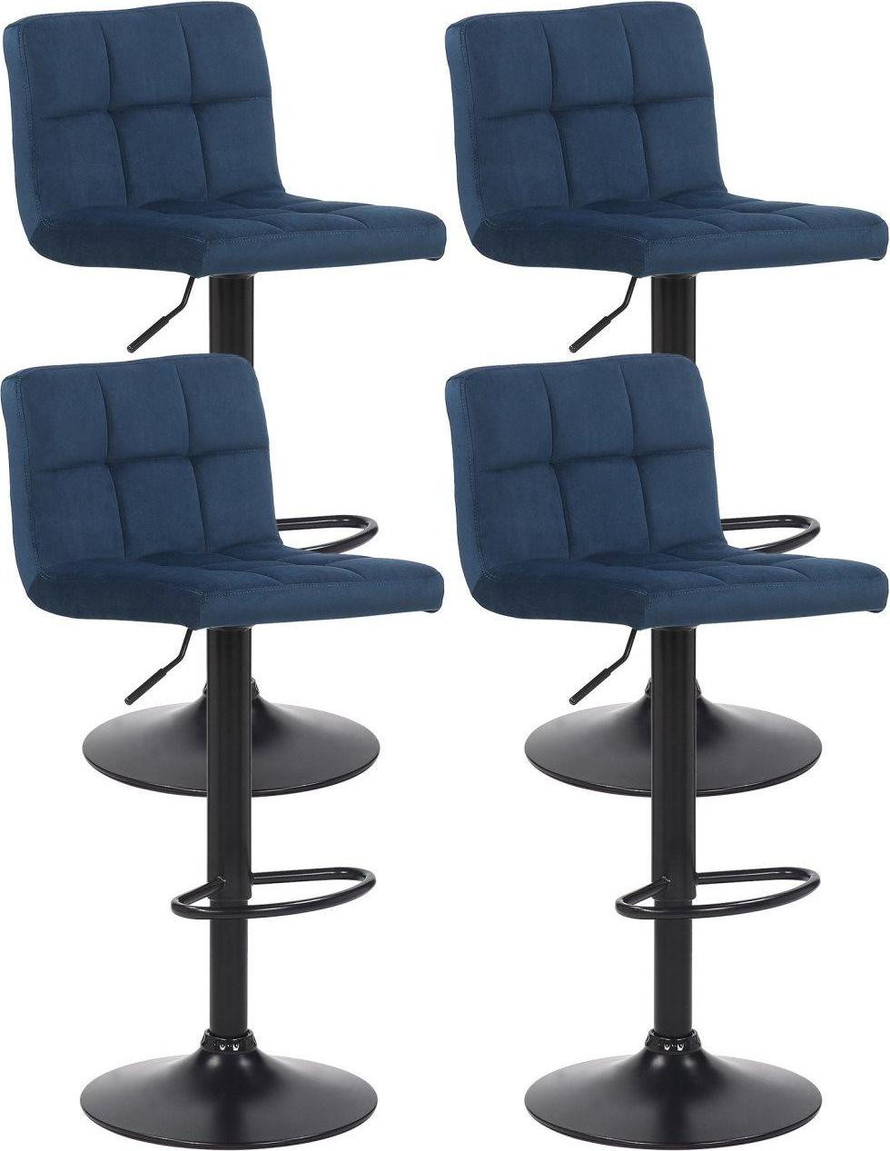 Set van 4 blauwe fluwelen barkrukken van BellaFurn