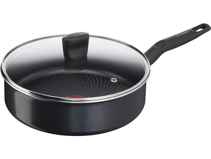 Schmorpfanne TEFAL Start'Easy , schwarz, B:25,4cm H:9,1cm L:42cm Ø:24cm, Pfannen, Schmorpfanne, Thermo-Signal-Temperaturanzeiger, Induktion, Ø 24 cm