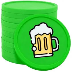 CombiCraft Kunststoff Wertmarken mit Bierkrug-Aufdruck in Neongrün 29 mm Durchmesser - 100 Stück pro Packung