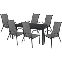 Mojawo, Gartentisch + Balkontisch, Gartengarnitur Sitzgarnitur 7-teilig 180x90cm Aluminium / Non-Wood (180 x 90 x 74 cm)