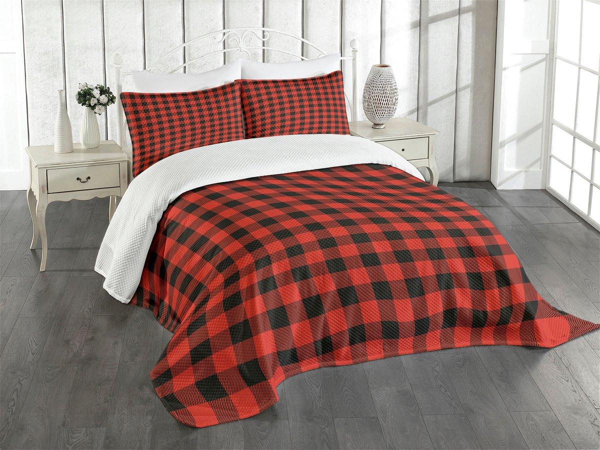 New Bed Ruitpatroon Retro Bedsprei Set met 3-delige bedsprei en 2 kussenslopen