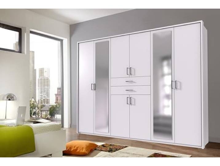 möbelando Schlafzimmer-Set >Dillingen< in Weiß - 273x213x58cm (BxHxT)