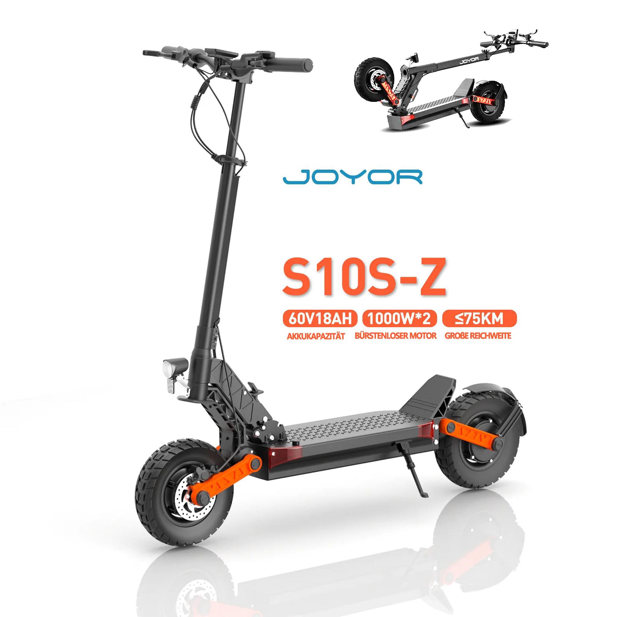 JOYOR S10-S-Z Elektroroller mit Blinkern - 1000 W * 2 Motor 60 V 18 Ah Akku 70 km Reichweite Scheibenbremse - Schwarz
