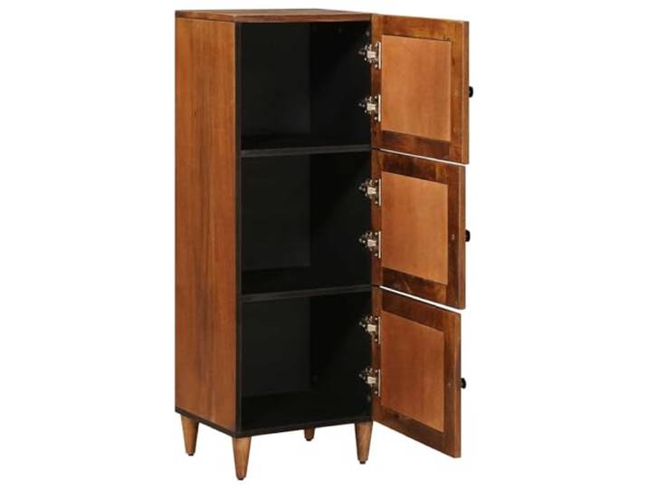 KTHLBRH Sideboard Nussbaum 40 x 33 x 110 cm massives Mangoholz 3 Türen mit Scharnieren, modernes Design, für Esszimmer oder Wohnzimmer, einfache Montage
