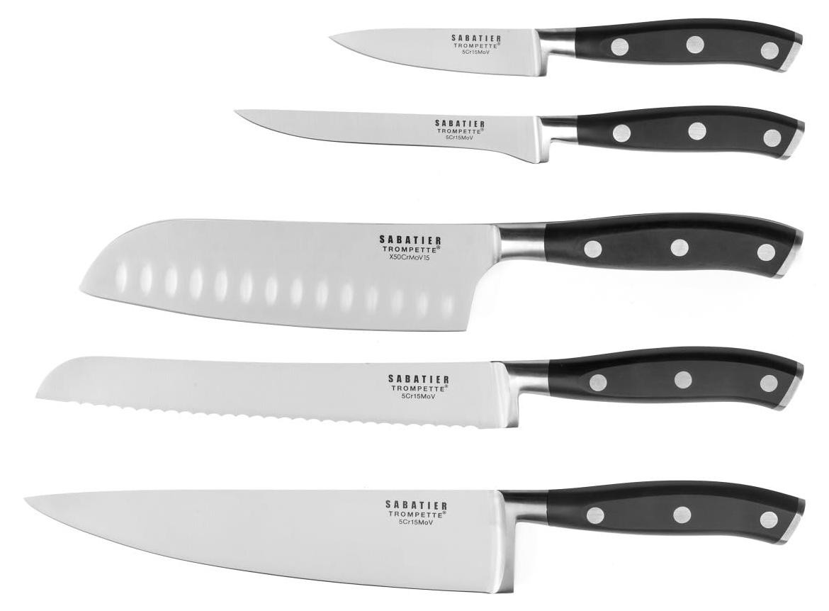 Dripio 5-delige keukenmes set Vulcano met Santoku mes, broodmes en koksmes