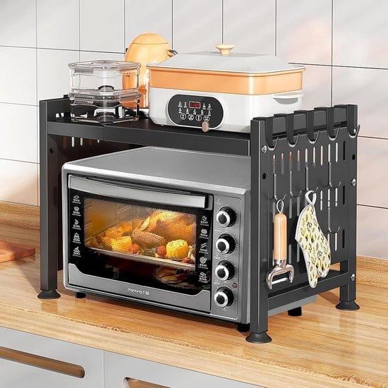 Uitbreidbaar Magnetronrek voor Keuken - Multifunctionele Organizer met 10 Haken