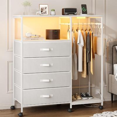 No Fabric Dresser with Clothes Rack