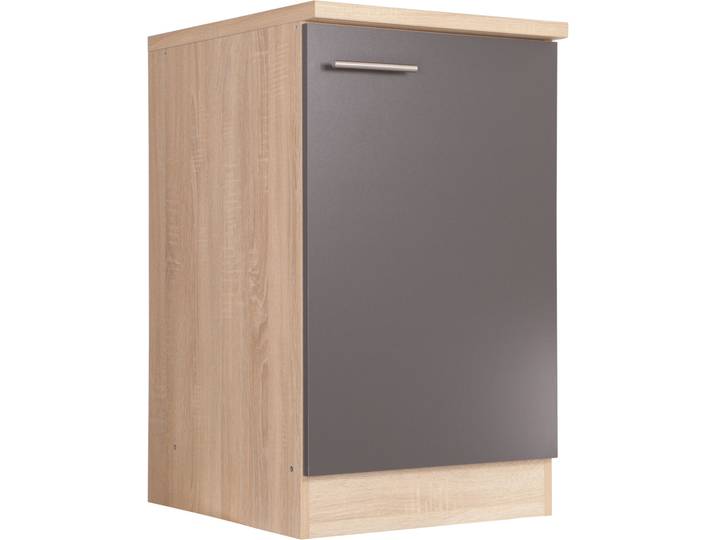 Spülenschrank RESPEKTA Merle , grau, B:50cm H:84,8cm T:60cm, Schränke, Spülenschrank, Breite 50 cm, Soft-Close, Griffe aus Metall, 85 cm Arbeitshöhe