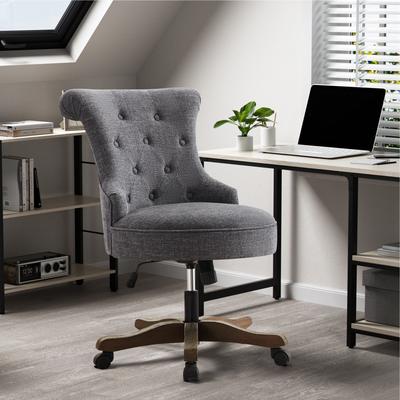 HUIMO Office Chair with Wheels, Adjustable Height, Linen Fabric Upholstered Computer Desk Chair Swivel
