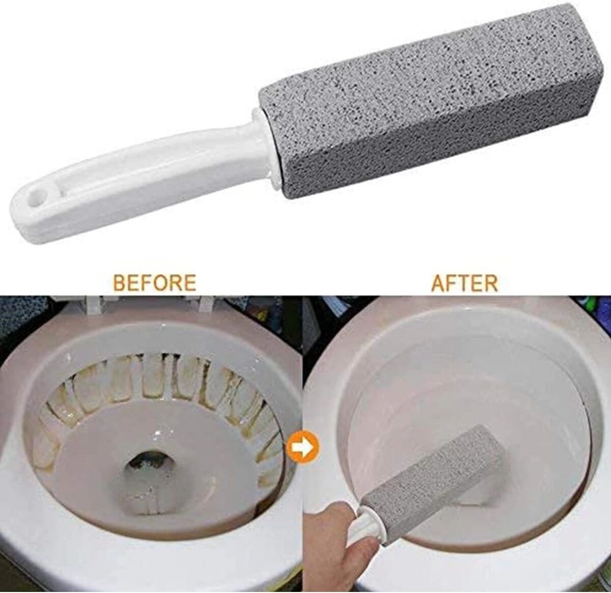 INF 4er-Set Toilettenbürsten mit natürlichem Bimsstein und praktischem Hängedesign Grau