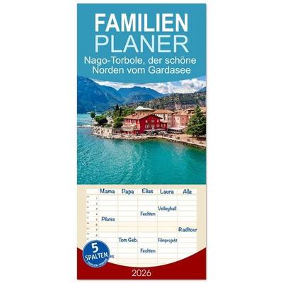 Familienplaner 2026 - Nago-Torbole, der schöne Norden vom Gardasee mit 5 Spalten (Wandkalender, 21 x 45 cm) CALVENDO