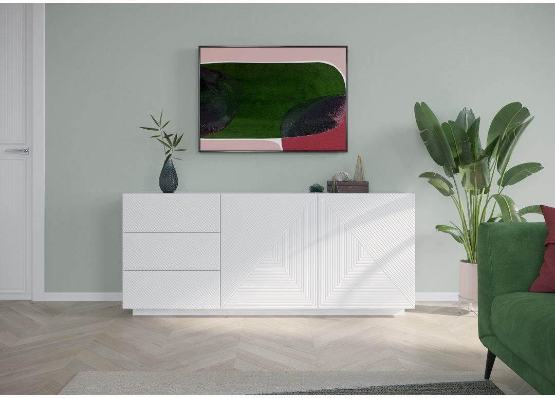 Latitude Run Aaizah 167cm Sideboard White Matte 71cm H X 167cm W X 43cm D