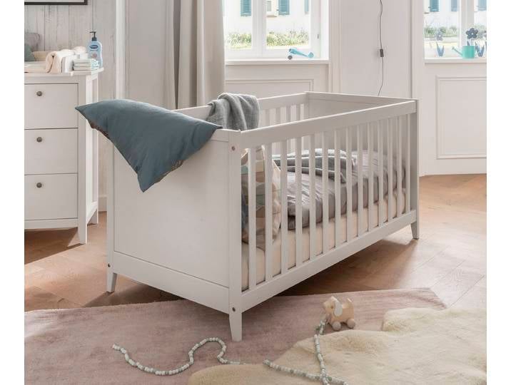 Babybett 'Maja' Kiefer massiv weiß lackiert