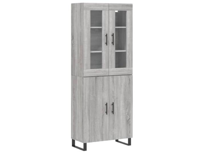 HGFDVCMR Highboard Grau Sonoma 69,5x34x180 cm Schrank mit Glas Elegantes Highboard in Grau Sonoma für Wohnzimmer: Bietet viel Stauraum, stabile Metallfüße und praktische Glastüren.