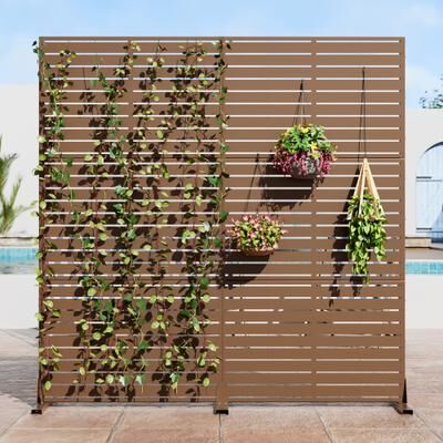 Lirago 2Pcs Outdoor Freestanding Metal Privacy Screen Decorative Partition Panel for Patio Garden Balcony