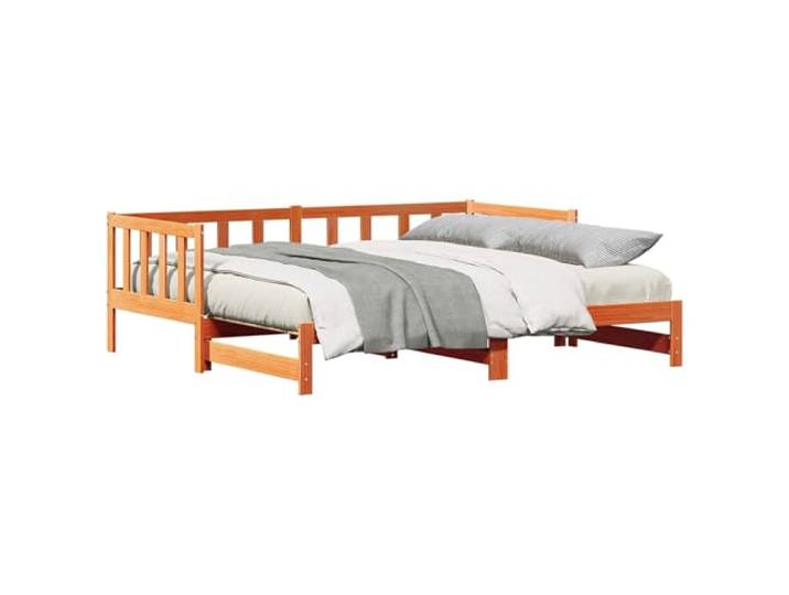 Makastle Ausziehbares Tagesbett Wachsbraun 193,5x184x66 cm Massives Kiefernholz