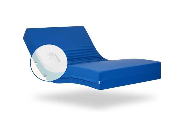 Matelas gériatrique Geriafy - 3 cm Mousse viscoélastique - Housse sanitaire 90x200 Bleu