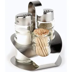 Salz- & Pfefferstreuer-Set transparent/silber 4-tlg.