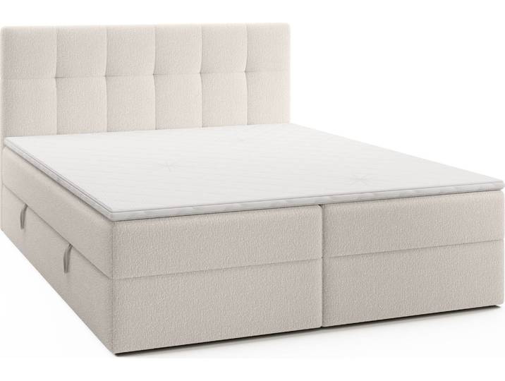 FEDVE Boxspringbett Oreno Royal Doppelbett Bettkästen Topper Matratze 140x200 cm Creme (Anthology 01)