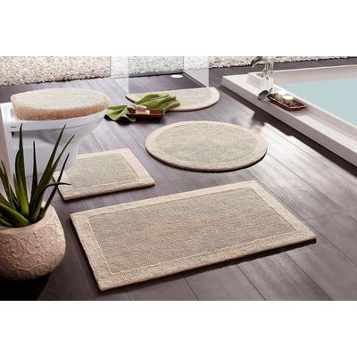 Badematte OTTO HOME "Kapra, Badvorleger, Badezimmer Teppich" Gr. 6, beige (natur), H:14mm, Baumwolle, Badematten, Badematte, mit Bordüre, Badteppich, Badematte, Baumwolle