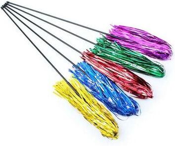 Uplift Essentials Colorful Ribbon Interactive Cat Teaser Wand green