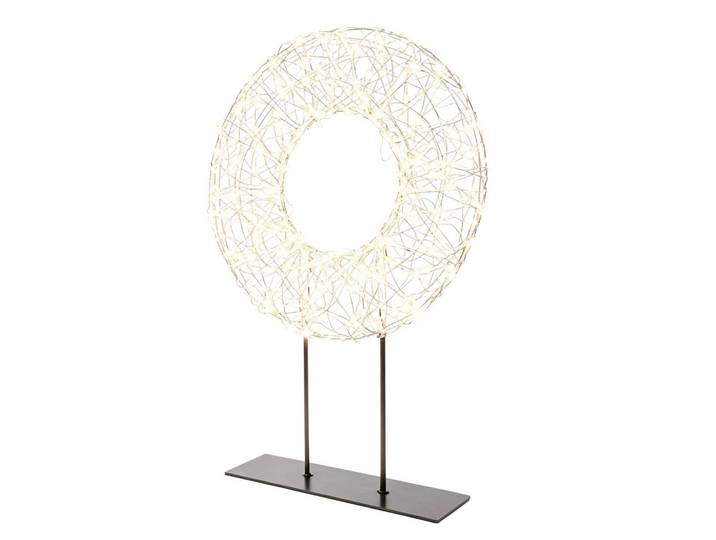 X-Mas Skulptur, Schwarz, Silberfarben, Metall, Kunststoff, Uni, rund, 28x38x7 cm, CE, zum Stellen, zum Stecken, LED-Beleuchtung, Dekoration, Dekofiguren & Skulpturen, Skulpturen